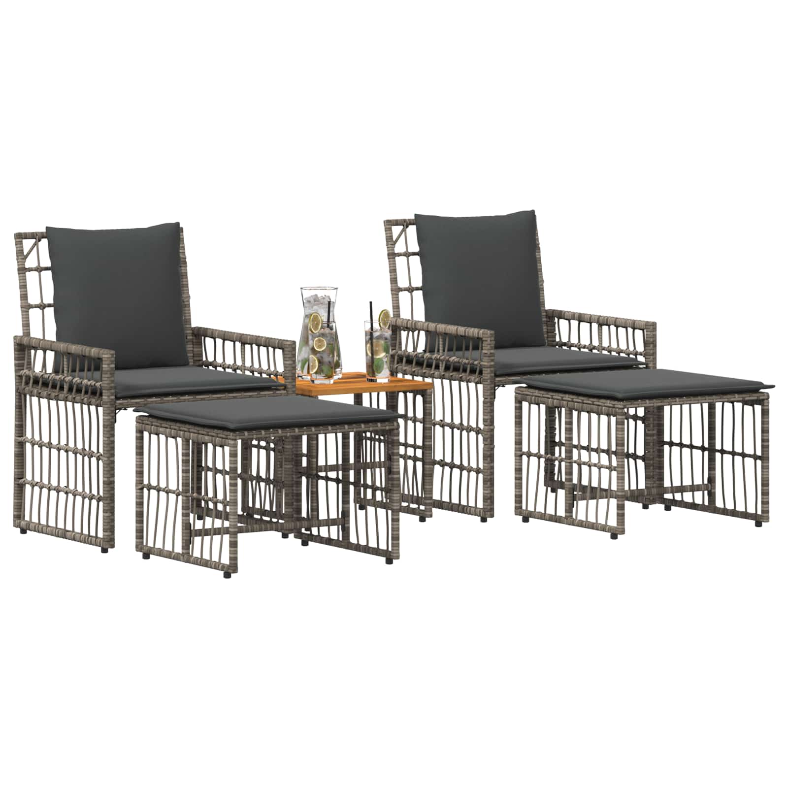 Set di Mobili da Esterno 5 pcs Nero e Grigio scuro | homemem39