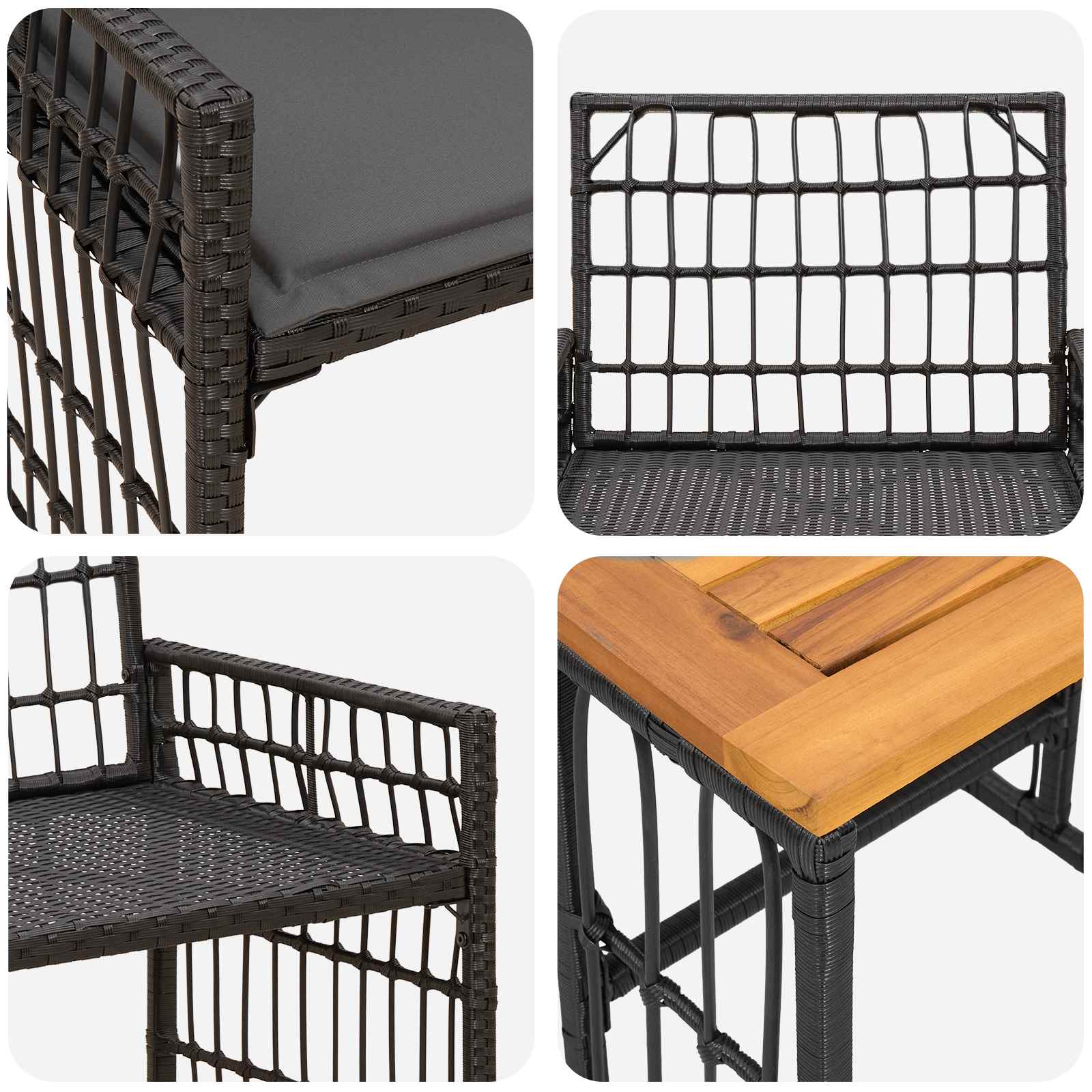 Set di Mobili da Esterno 3 pcs Nero e Grigio scuro | homemem39