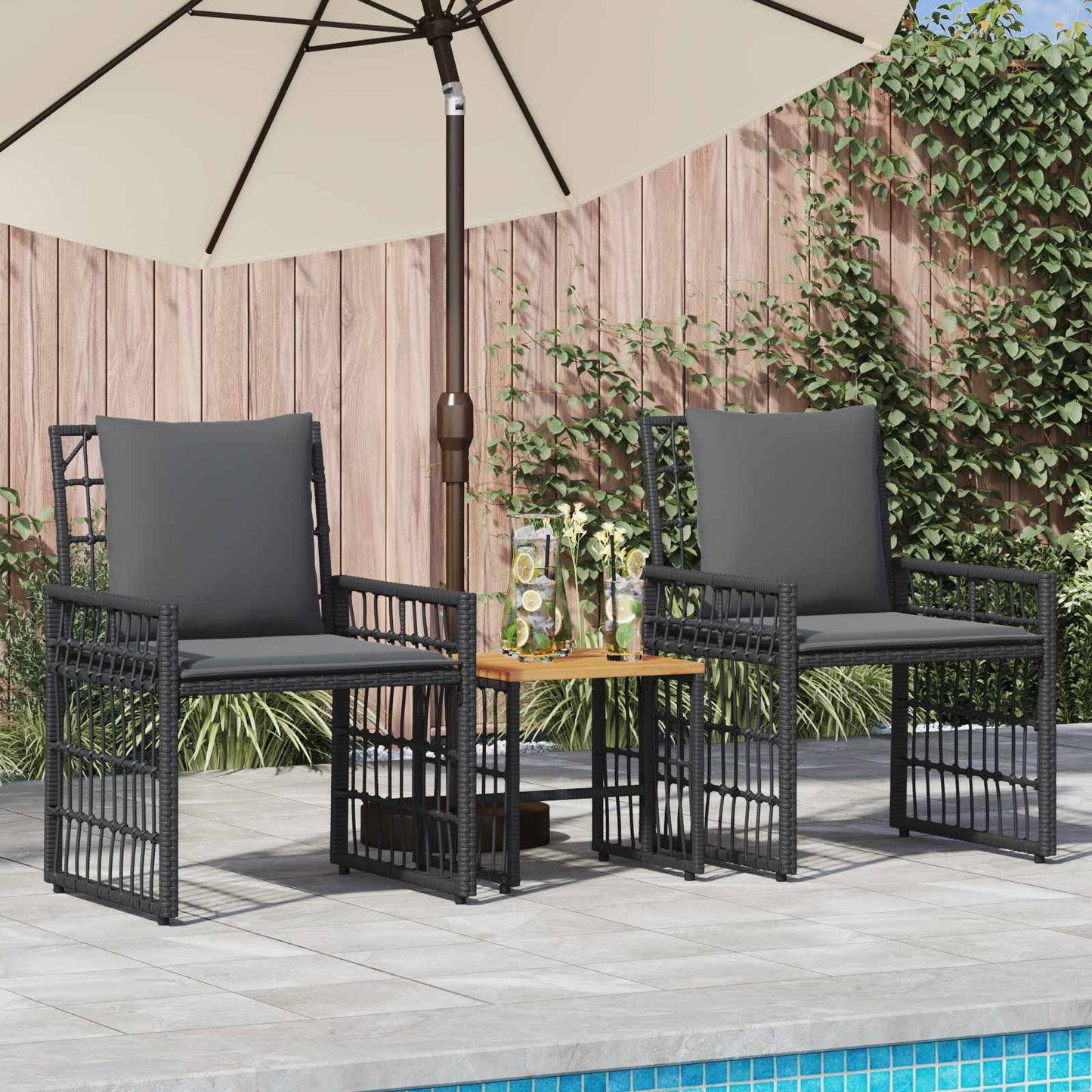 Set di Mobili da Esterno 3 pcs Nero e Grigio scuro | homemem39