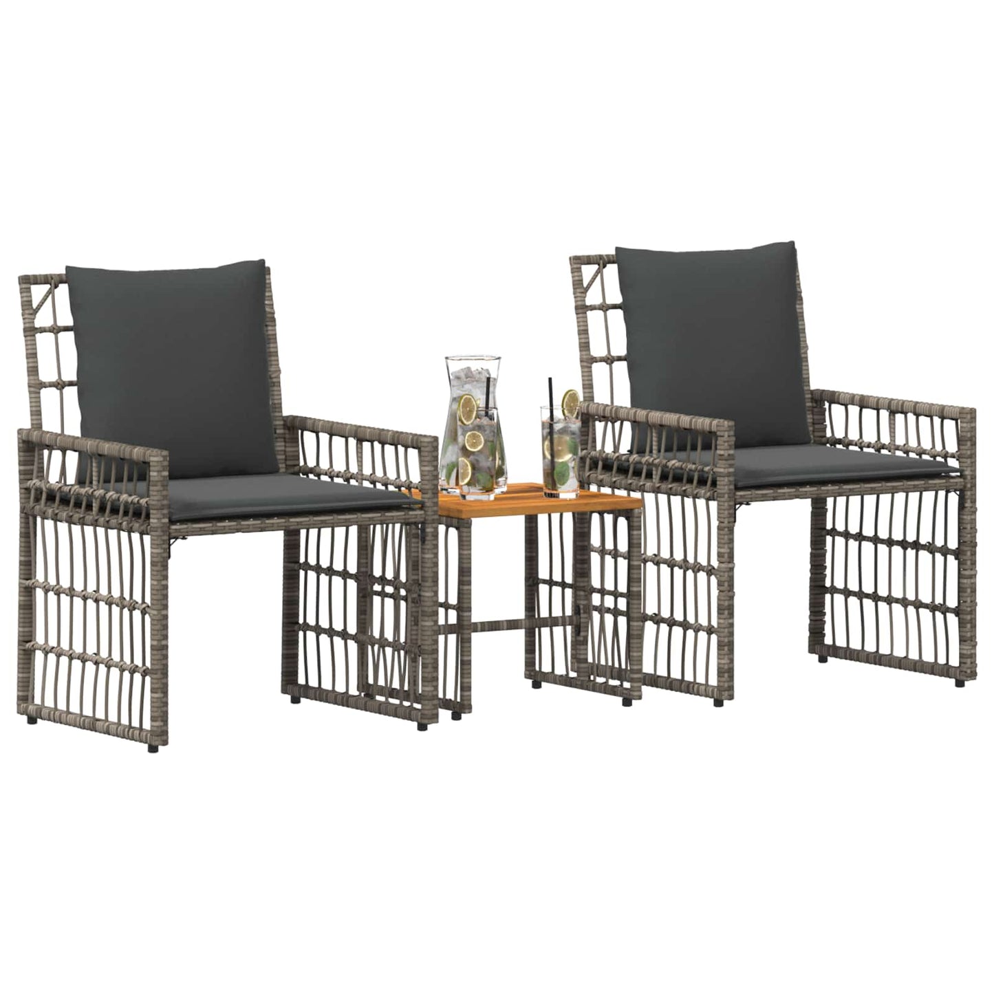Set di Mobili da Esterno 3 pcs Nero e Grigio scuro | homemem39