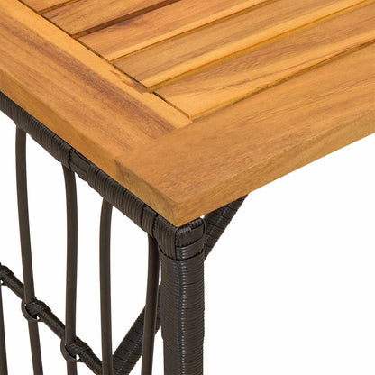 Tavolo da Esterno Nero 80 x 40 x 40 cm Acciaio e Polyrattan