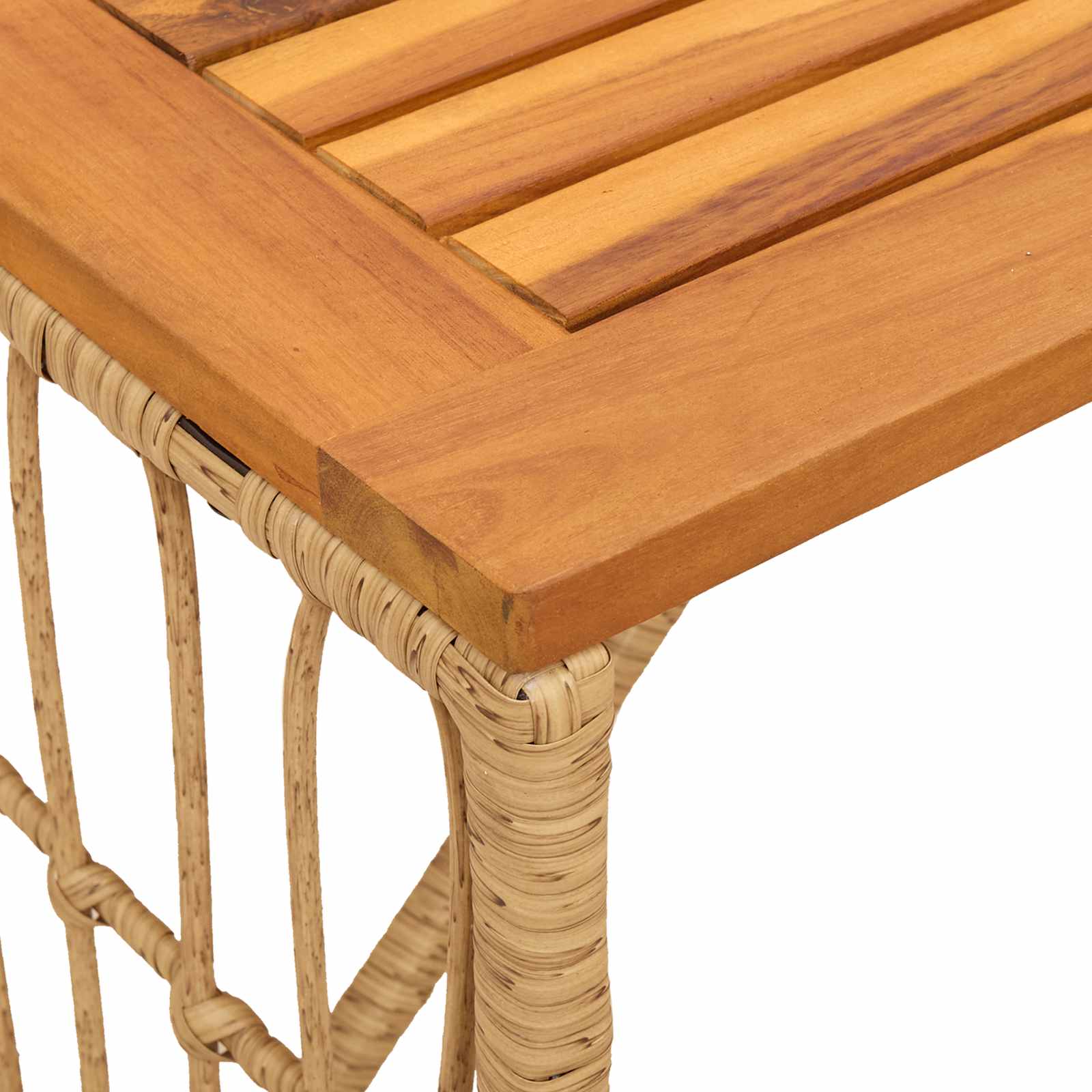 Tavolo da Esterno Naturale 80 x 40 x 40 cm Acciaio e Polyrattan | homemem39