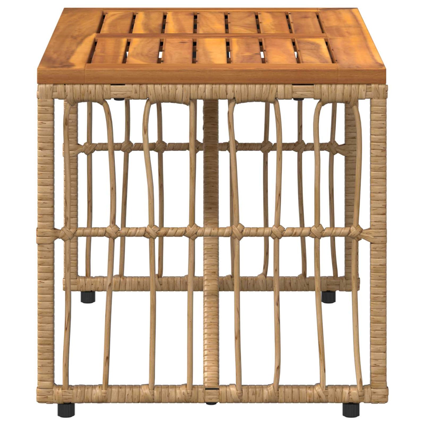 Tavolo da Esterno Naturale 80 x 40 x 40 cm Acciaio e Polyrattan | homemem39