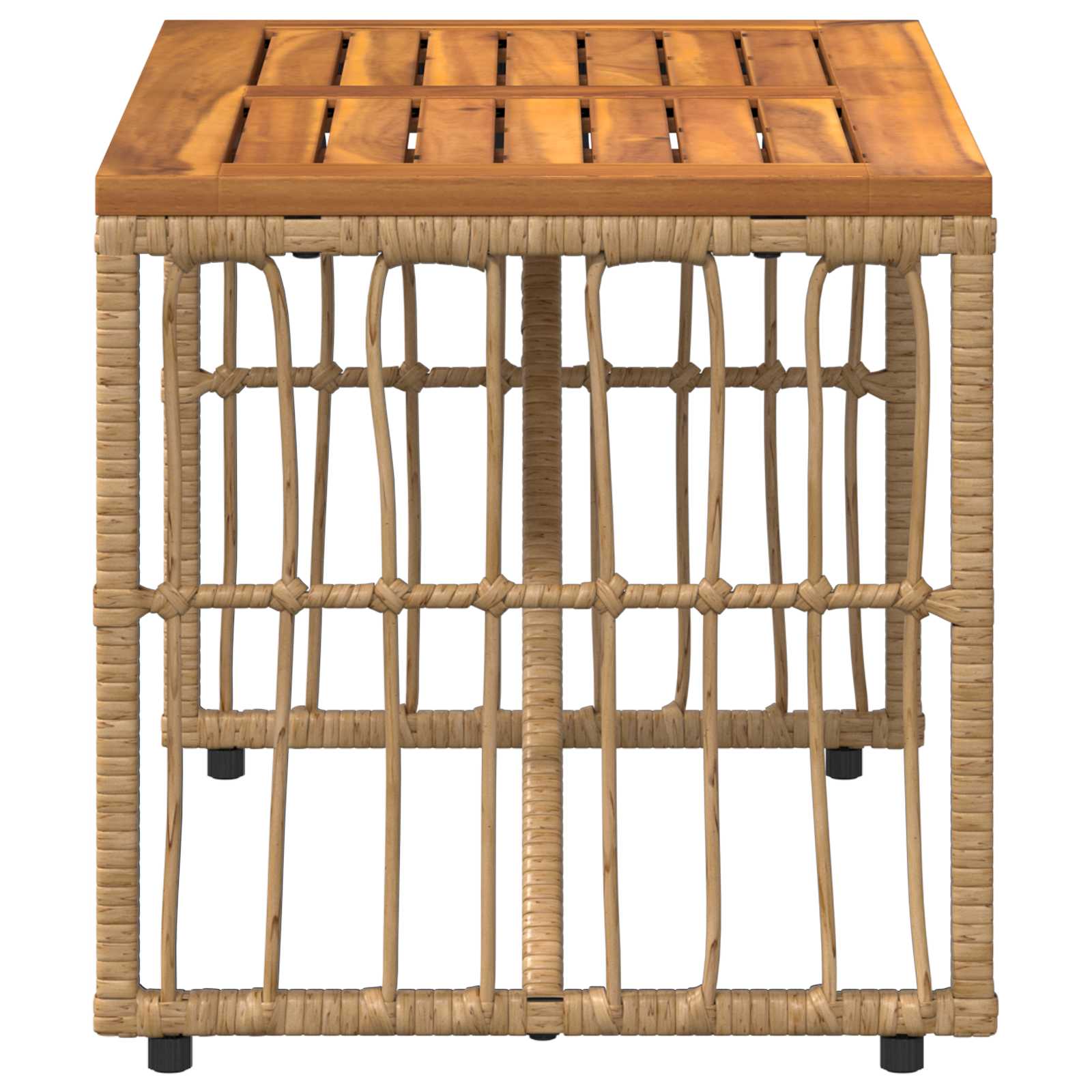 Tavolo da Esterno Naturale 80 x 40 x 40 cm Acciaio e Polyrattan | homemem39