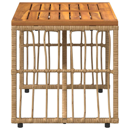 Tavolo da Esterno Naturale 80 x 40 x 40 cm Acciaio e Polyrattan | homemem39