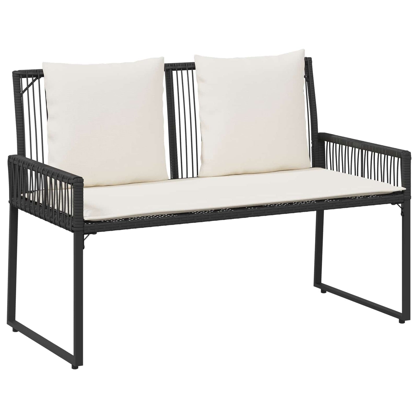 Set di Mobili da Esterno 4 pcs Nero e Bianco Crema polyrattan | homemem39