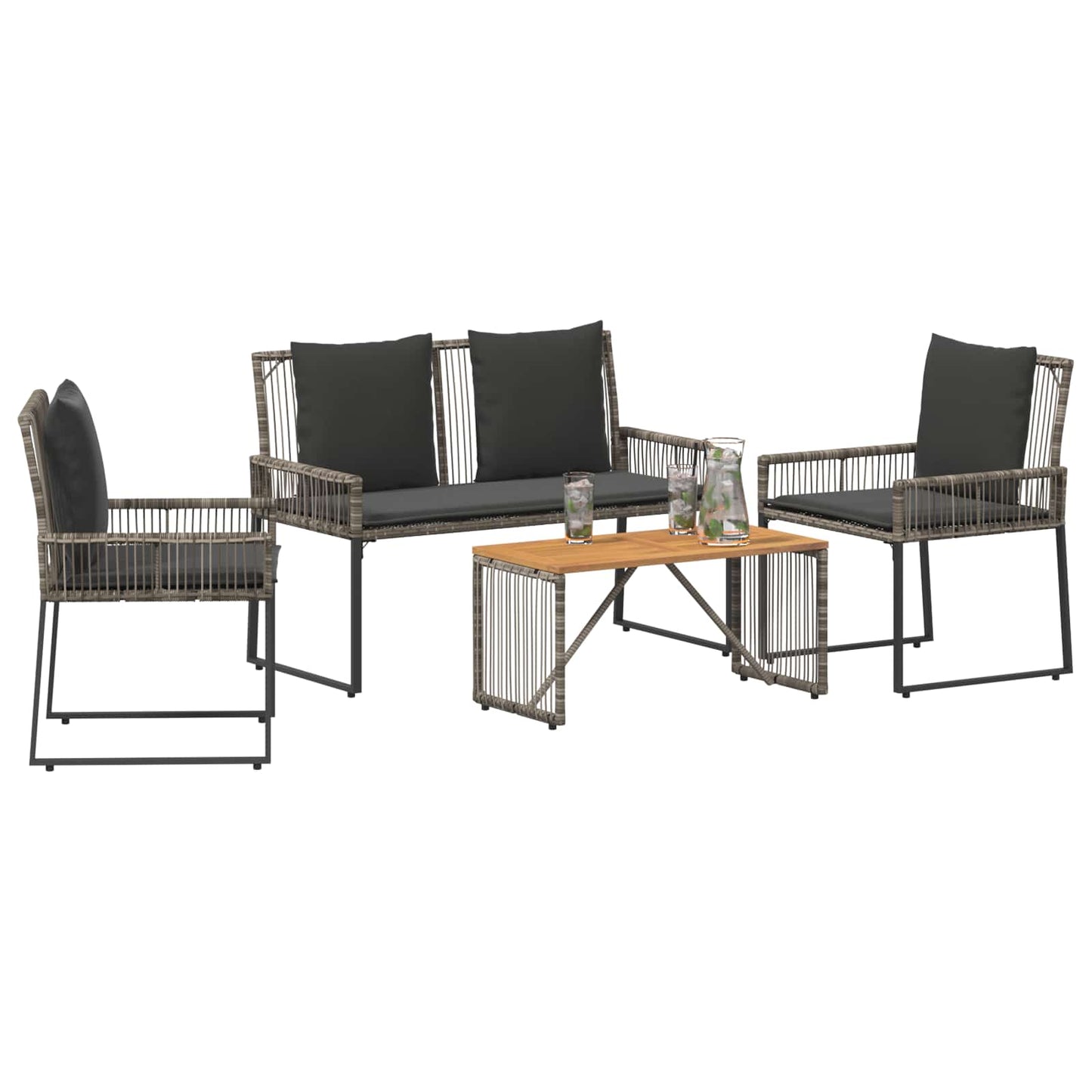 Set di Mobili da Esterno 9 pcs Grigio e Grigio Scuro polyrattan | homemem39