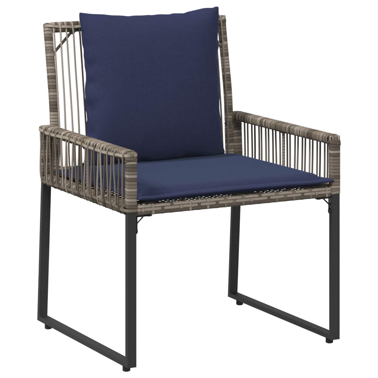 Set di Mobili da Esterno 9 pcs Grigio e Blu Navy polyrattan | homemem39