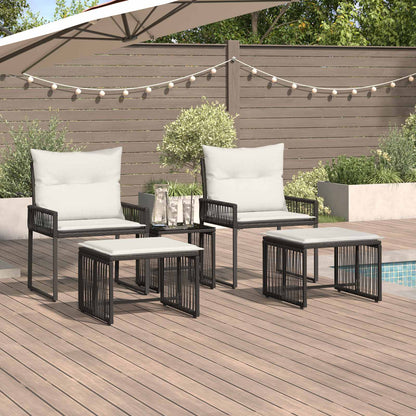 Set di Mobili da Esterno 11 pcs Nero e Bianco Crema polyrattan | homemem39