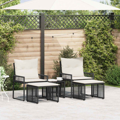 Set di Mobili da Esterno 11 pcs Nero e Bianco Crema polyrattan | homemem39