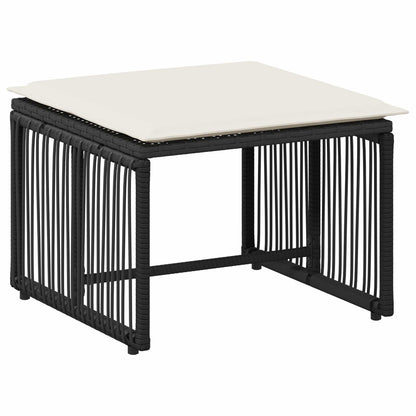 Set di Mobili da Esterno 11 pcs Nero e Bianco Crema polyrattan | homemem39