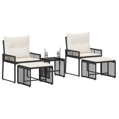 Set di Mobili da Esterno 11 pcs Nero e Bianco Crema polyrattan | homemem39