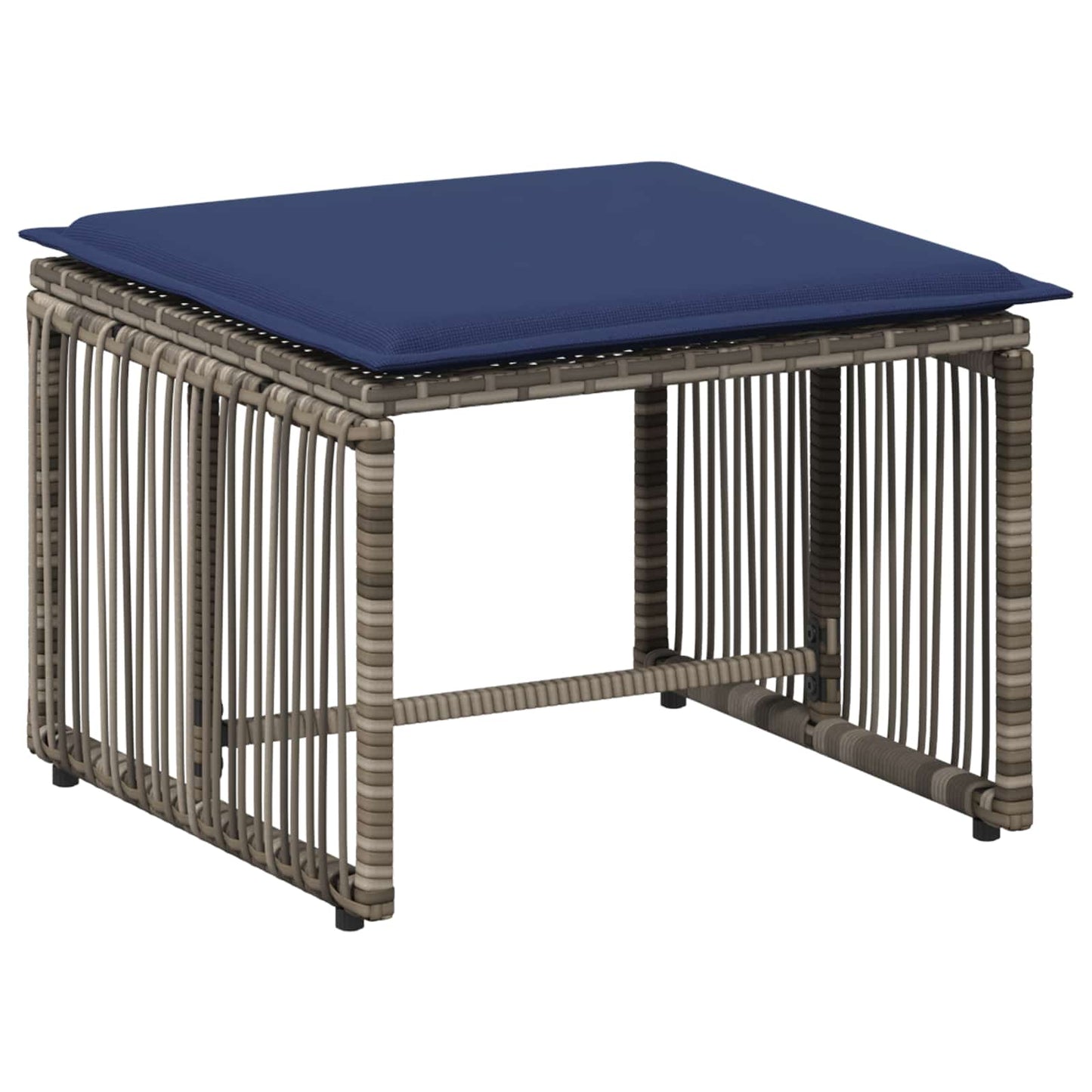 Set di Mobili da Esterno 11 pcs Grigio e Blu Navy polyrattan