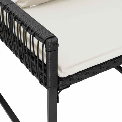 Set di Mobili da Esterno 7 pcs Nero e Bianco Crema polyrattan | homemem39