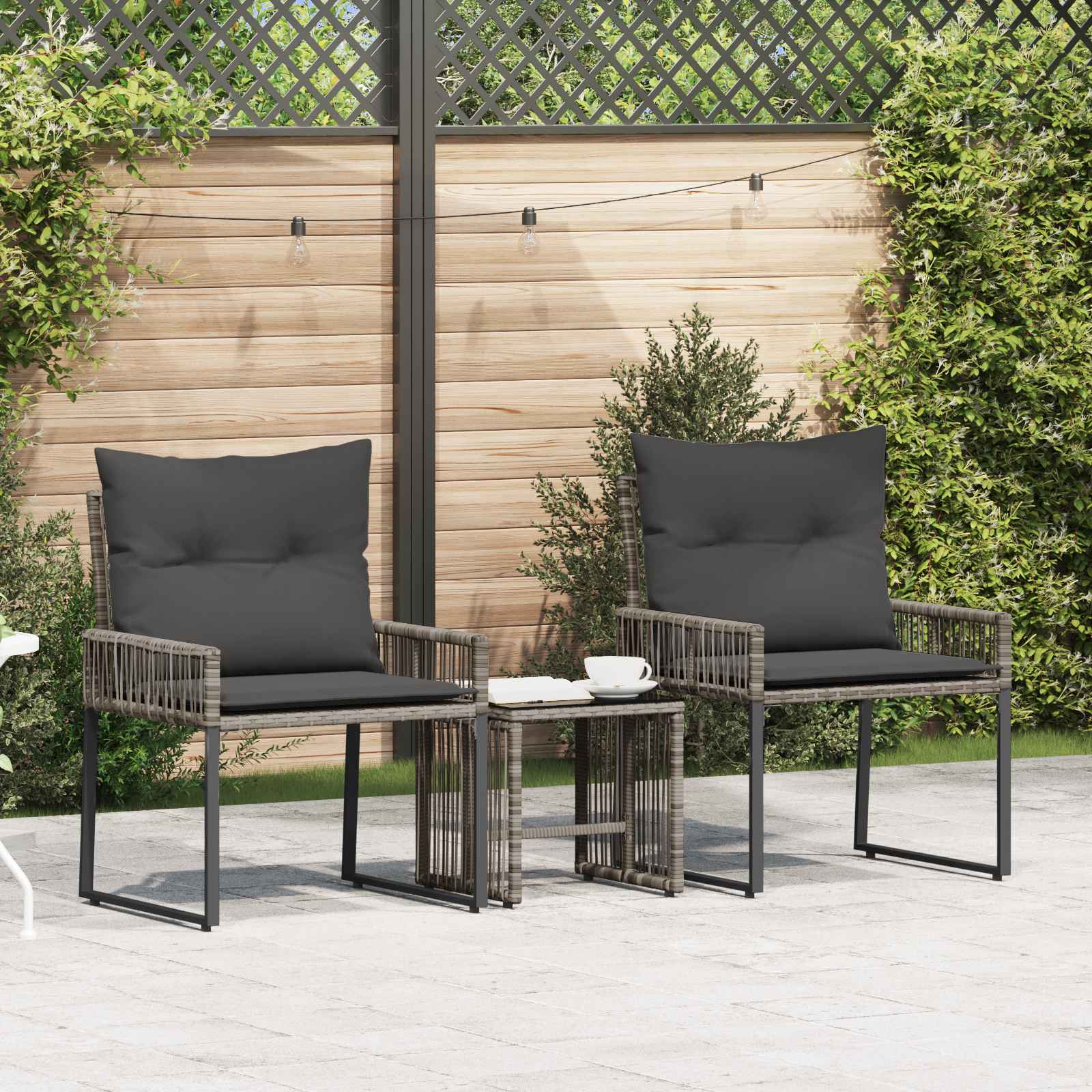 Set di Mobili da Esterno 7 pcs Grigio e Grigio Scuro polyrattan | homemem39