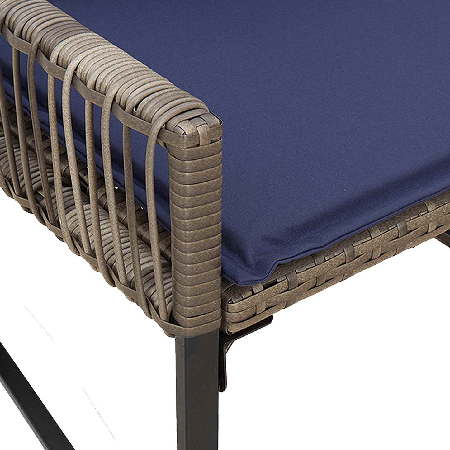 Set di Mobili da Esterno 7 pcs Grigio e Blu Navy polyrattan | homemem39
