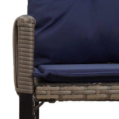 Set di Mobili da Esterno 7 pcs Grigio e Blu Navy polyrattan | homemem39