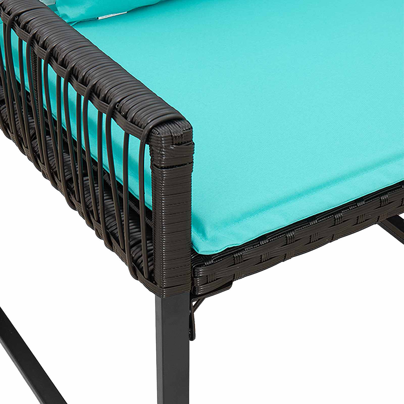 Set di Mobili da Esterno 7 pcs Nero e Turchese polyrattan | homemem39