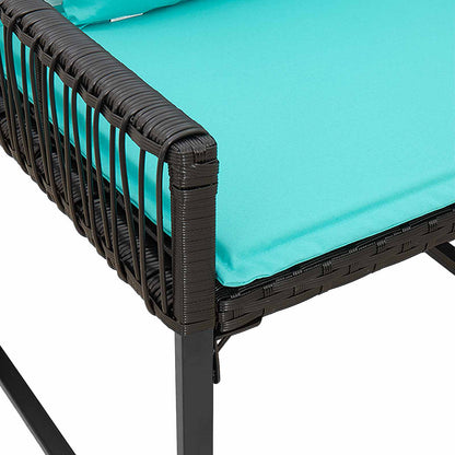 Set di Mobili da Esterno 7 pcs Nero e Turchese polyrattan | homemem39