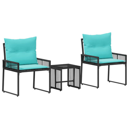Set di Mobili da Esterno 7 pcs Nero e Turchese polyrattan | homemem39