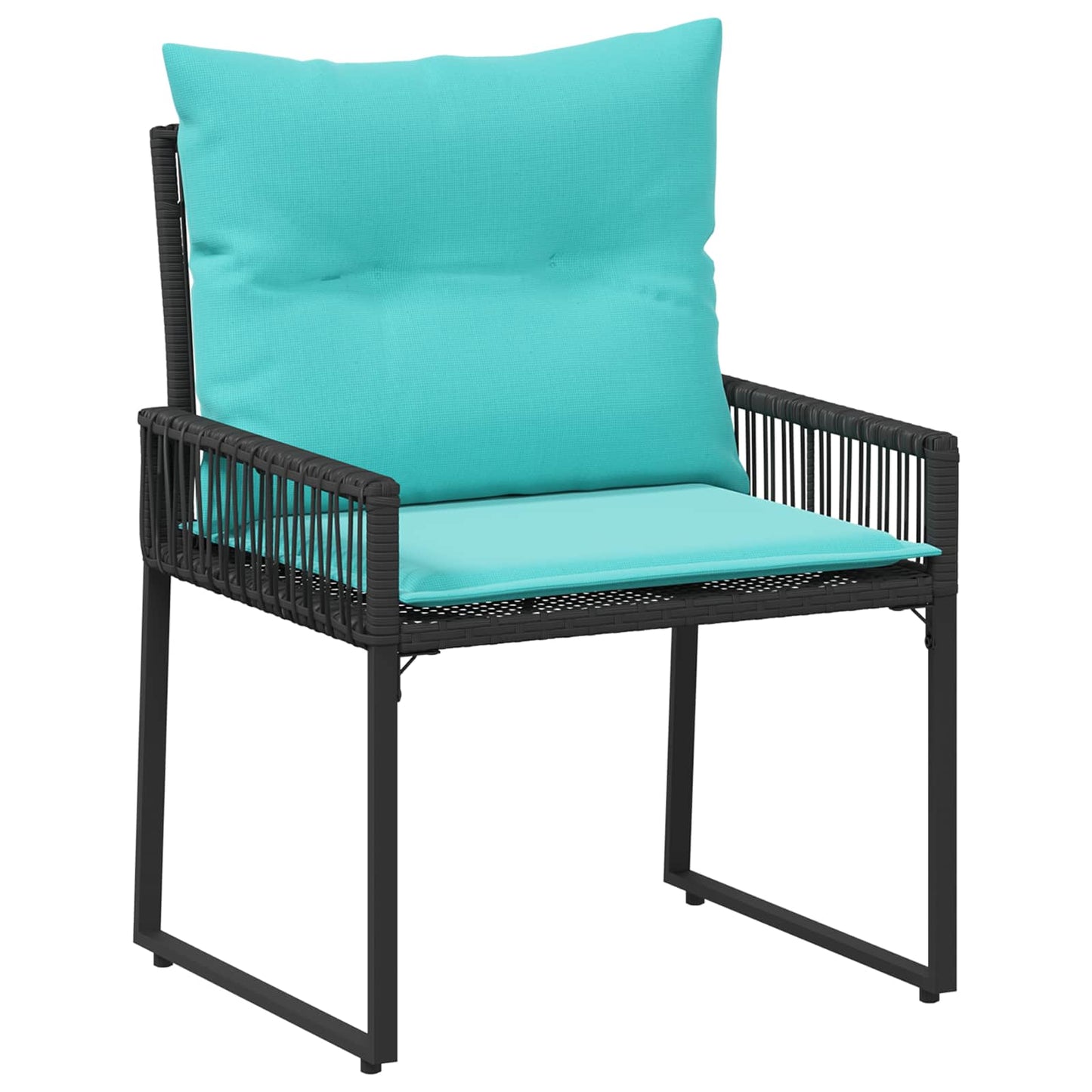 Set di Mobili da Esterno 7 pcs Nero e Turchese polyrattan | homemem39