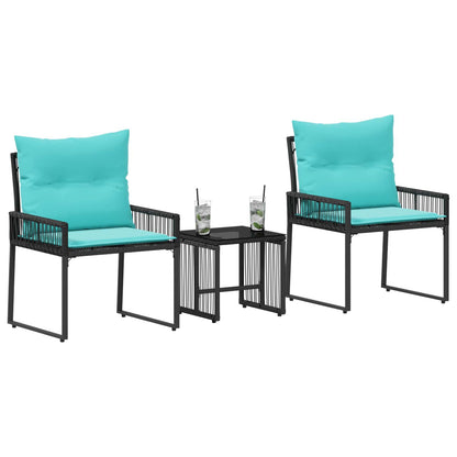 Set di Mobili da Esterno 7 pcs Nero e Turchese polyrattan | homemem39