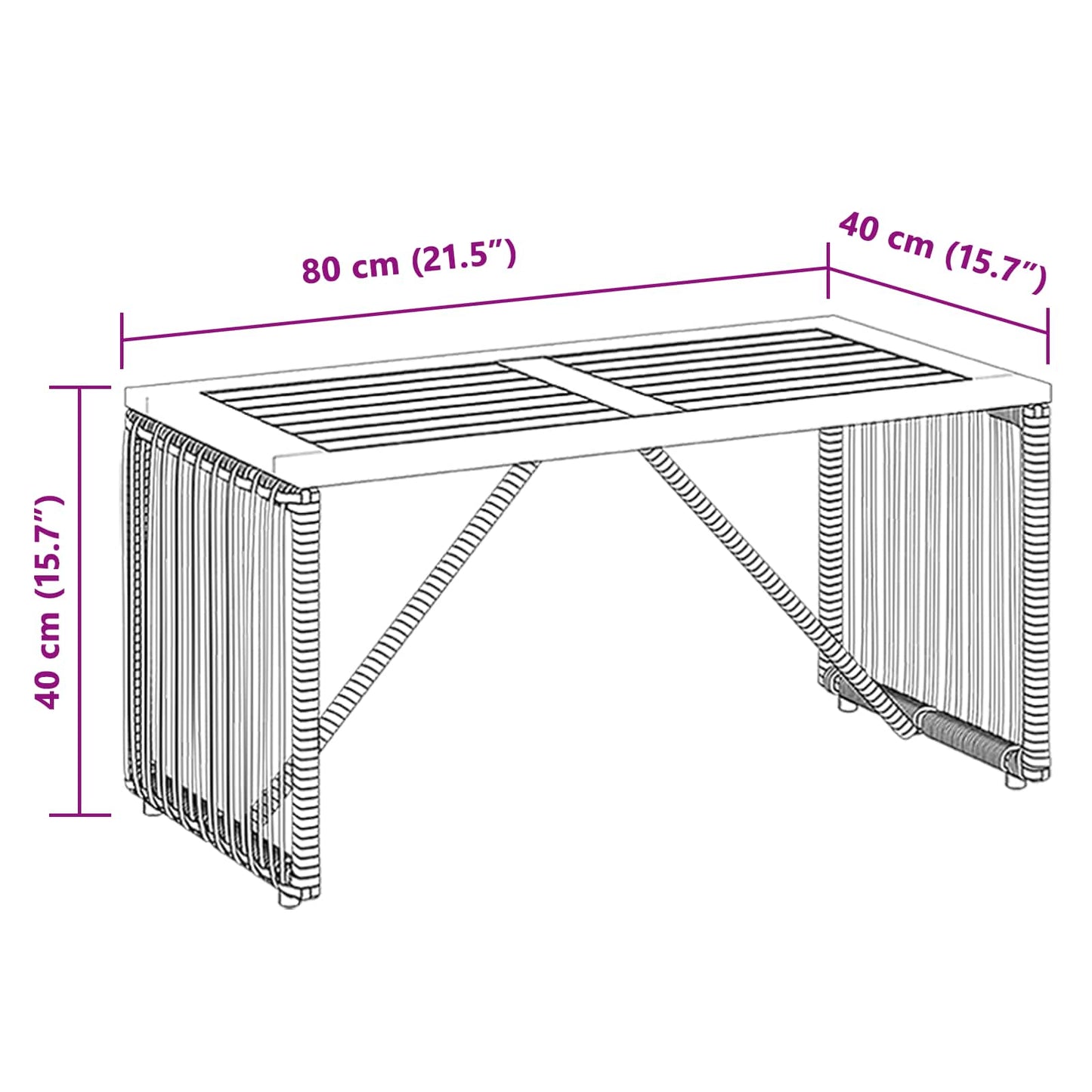 Tavolo da Esterno Nero e Marrone 80 x 40 x 40 cm polyrattan | homemem39