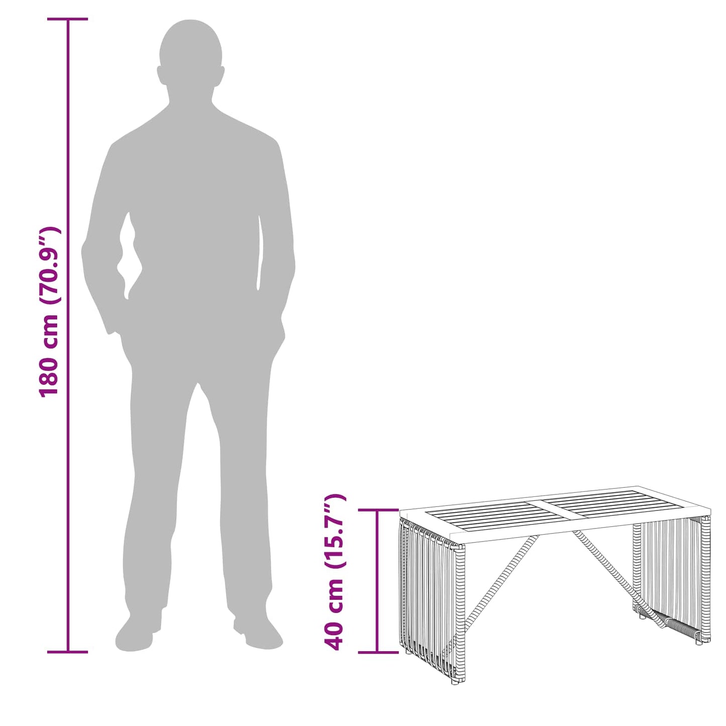 Tavolo da Esterno Grigio e Marrone 80 x 40 x 40 cm polyrattan