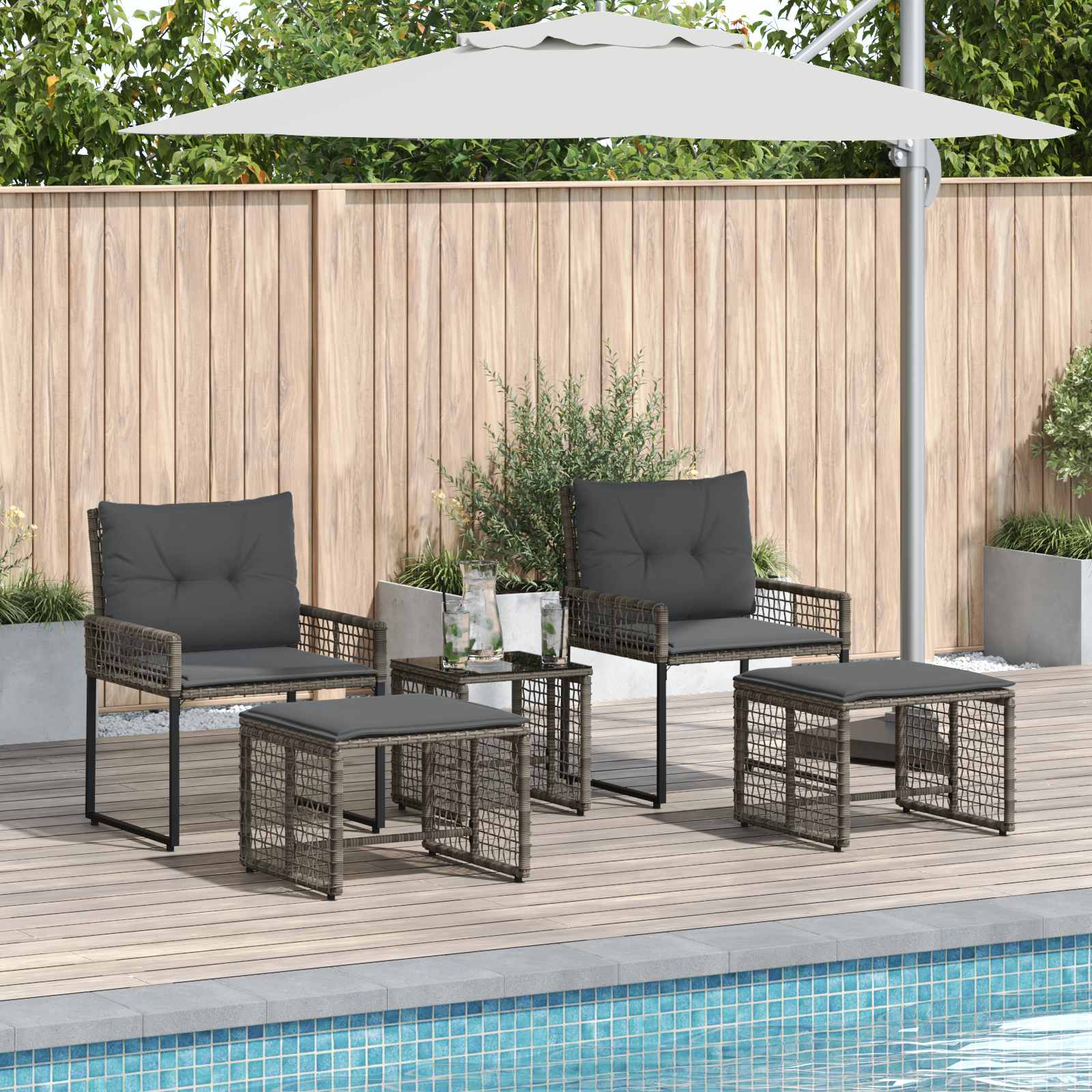 Set di Mobili da Esterno con cuscino 5 pcs Grigio | homemem39