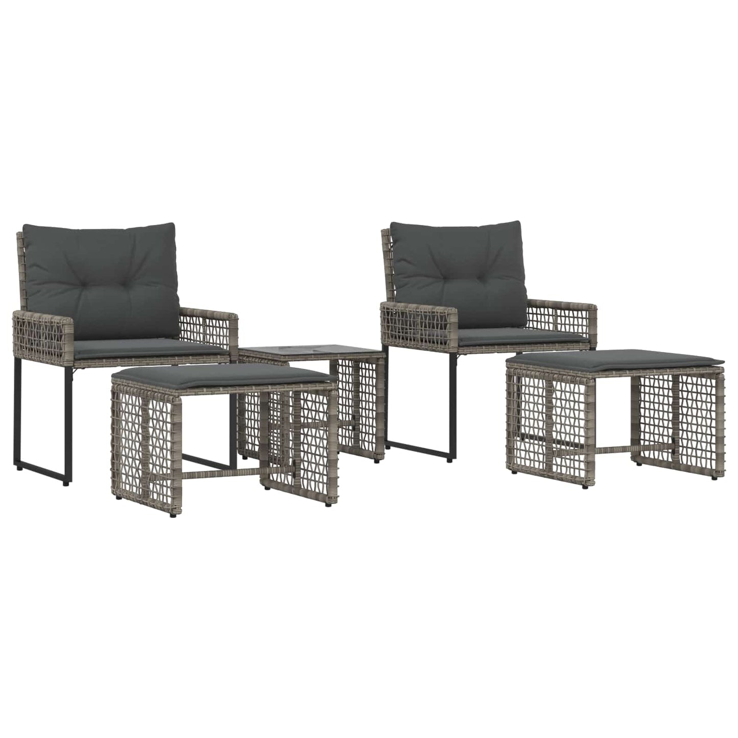 Set di Mobili da Esterno con cuscino 5 pcs Grigio