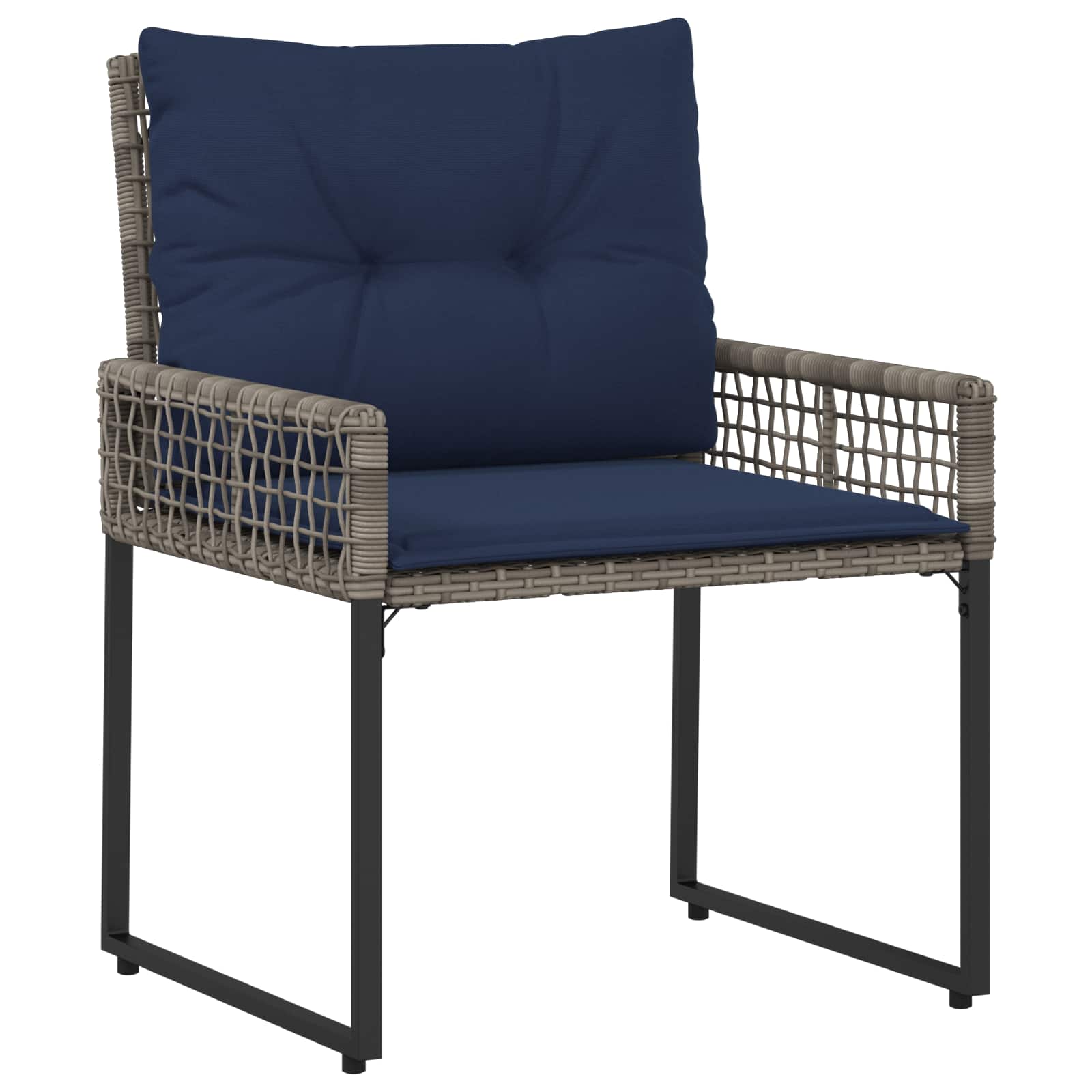 Set di Mobili da Esterno con cuscino 5 pcs Grigio e Blu Navy | homemem39
