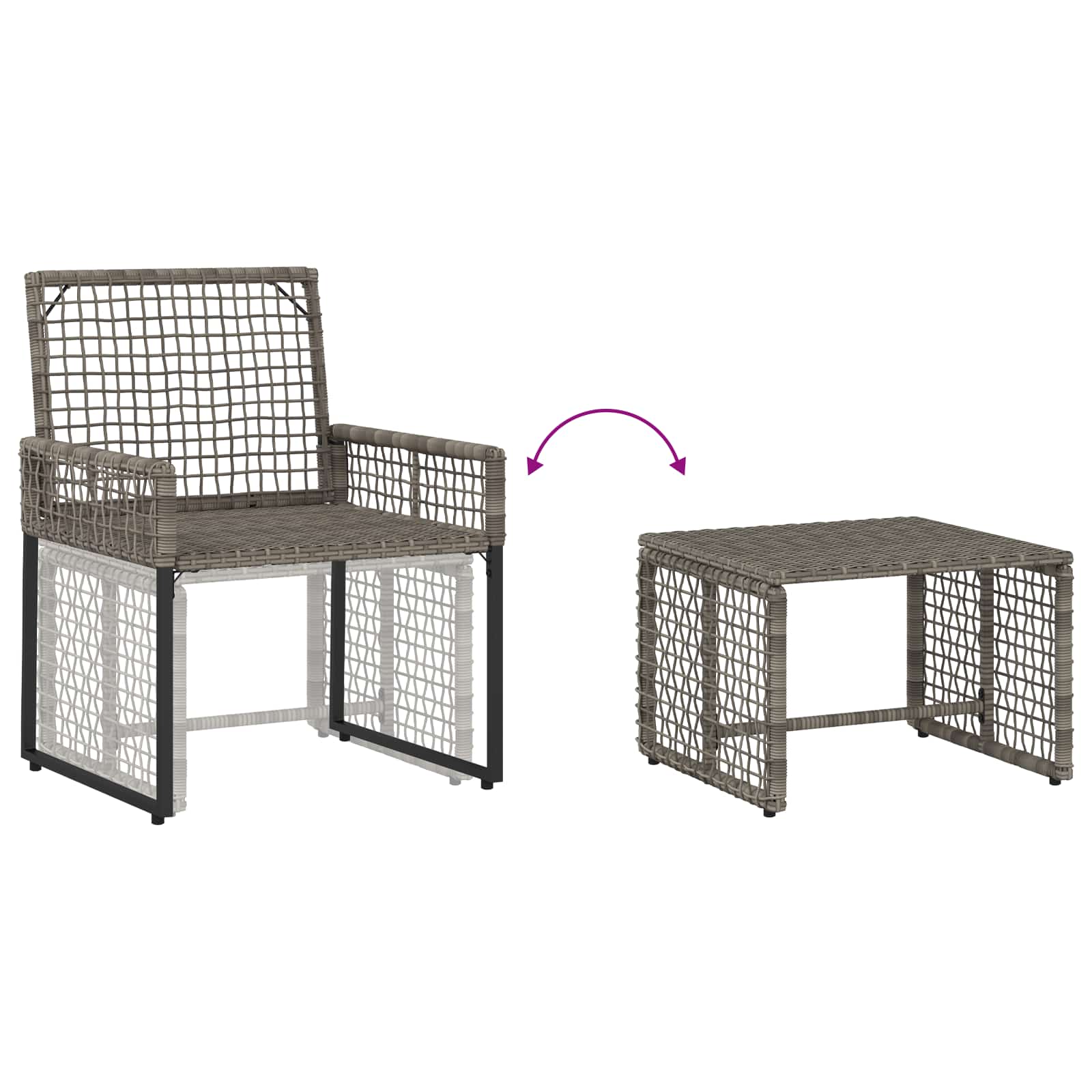 Set di Mobili da Esterno con cuscino 5 pcs Grigio e Blu Navy | homemem39