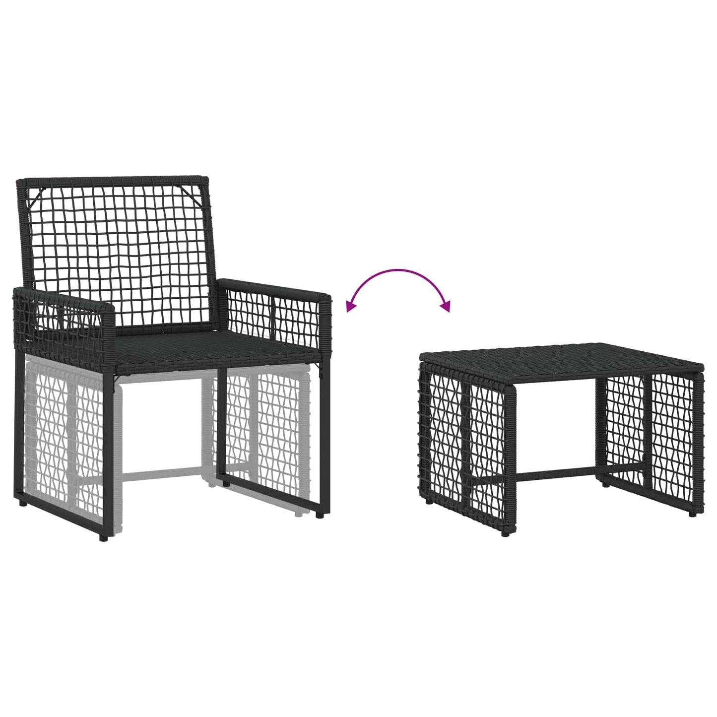 Set di Mobili da Esterno con cuscino 5 pcs Nero e Turchese | homemem39