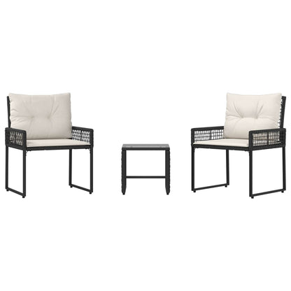 Set di Mobili da Esterno con cuscino 3 pcs Nero e Bianco | homemem39