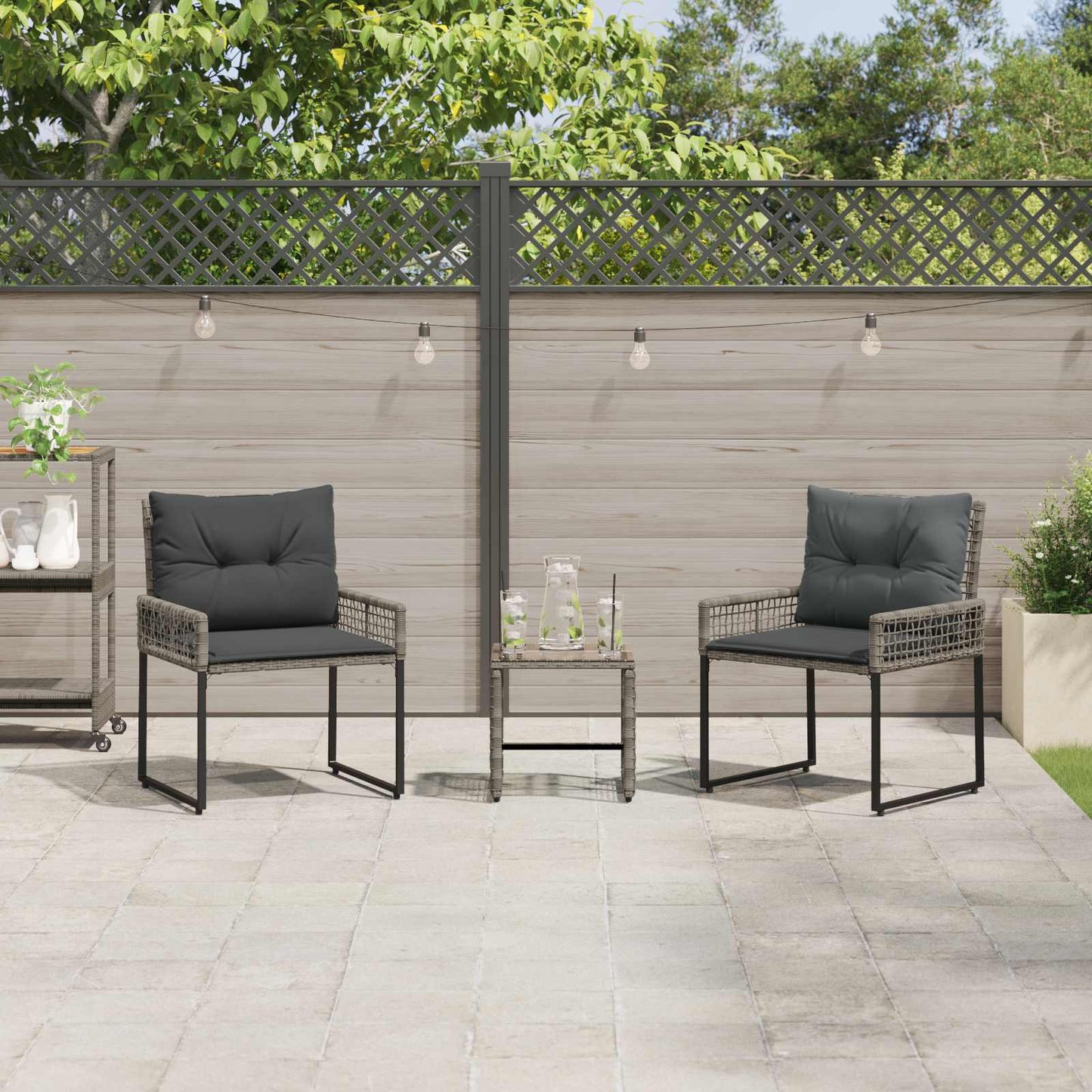 Set di Mobili da Esterno con cuscino 3 pcs Grigio | homemem39