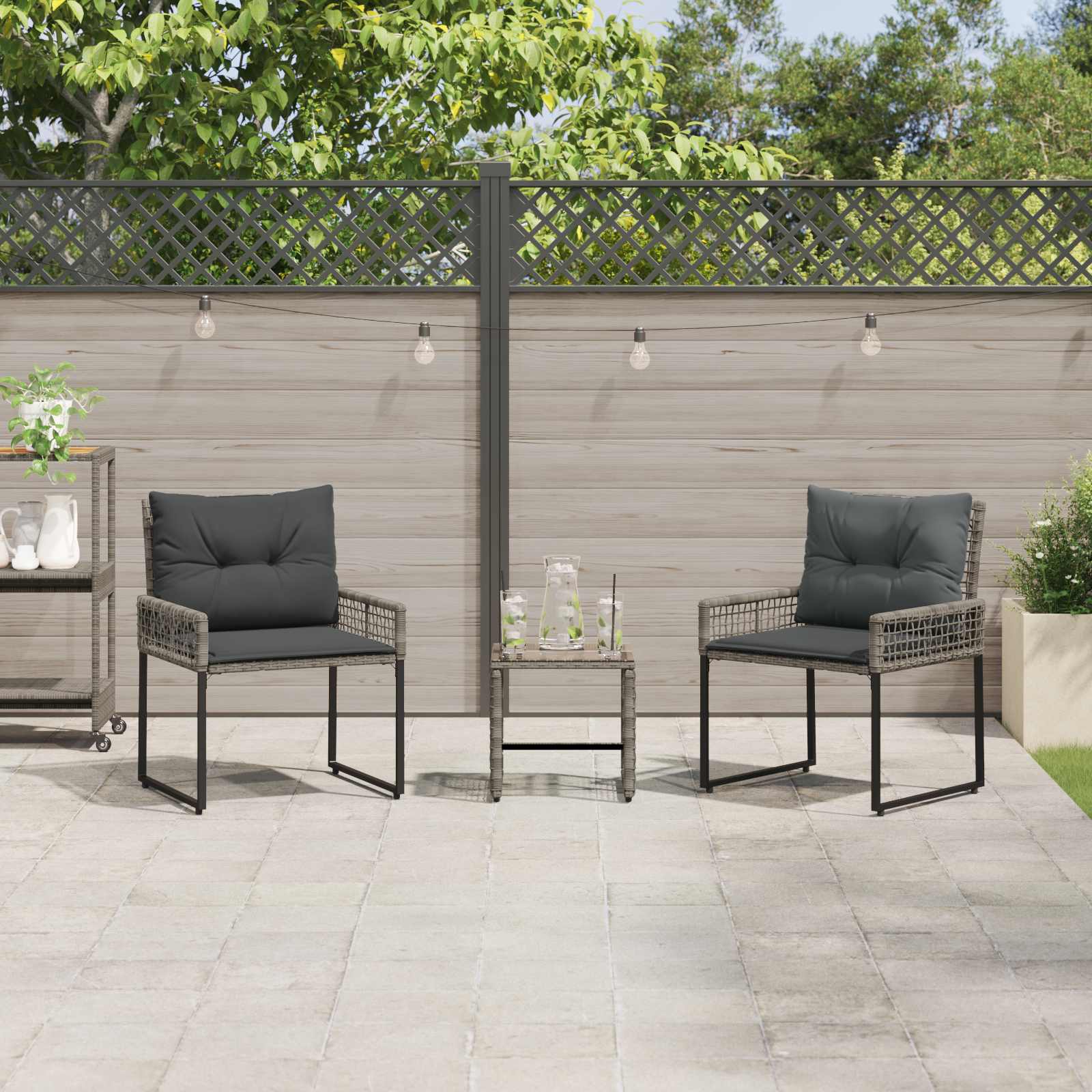 Set di Mobili da Esterno con cuscino 3 pcs Grigio | homemem39