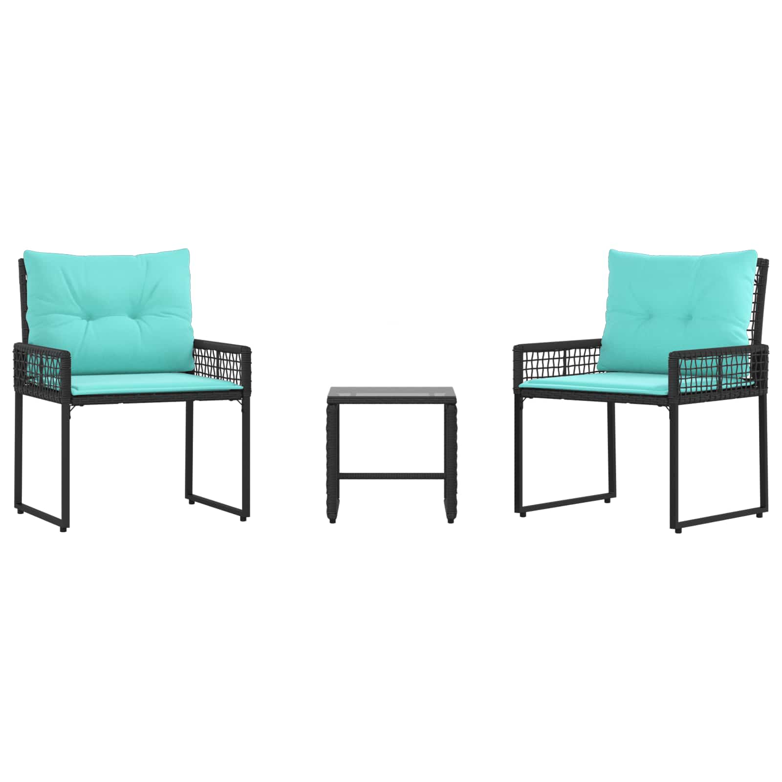 Set di Mobili da Esterno con cuscino 3 pcs Nero e Turchese | homemem39