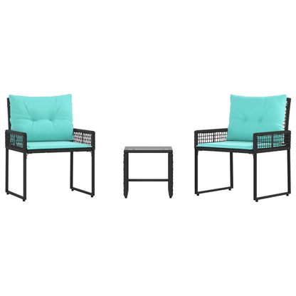 Set di Mobili da Esterno con cuscino 3 pcs Nero e Turchese | homemem39