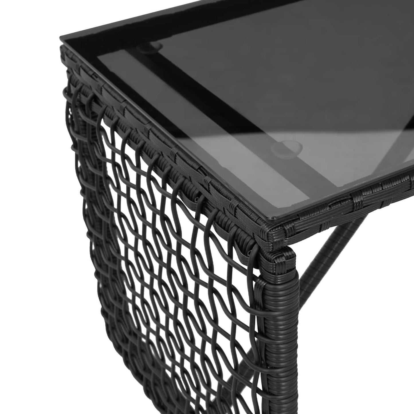 Tavolo da Esterno Nero 80 x 40 x 40 cm Rattan PE e Vetro | homemem39