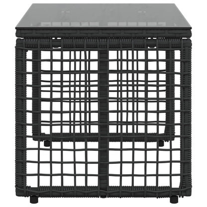 Tavolo da Esterno Nero 80 x 40 x 40 cm Rattan PE e Vetro