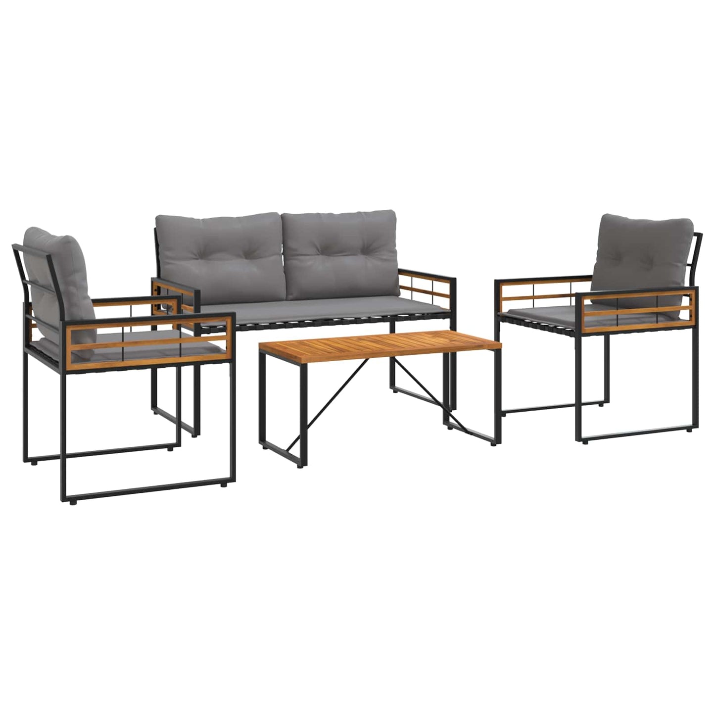 Set di Mobili da Esterno con cuscino 4 pcs Grigio chiaro