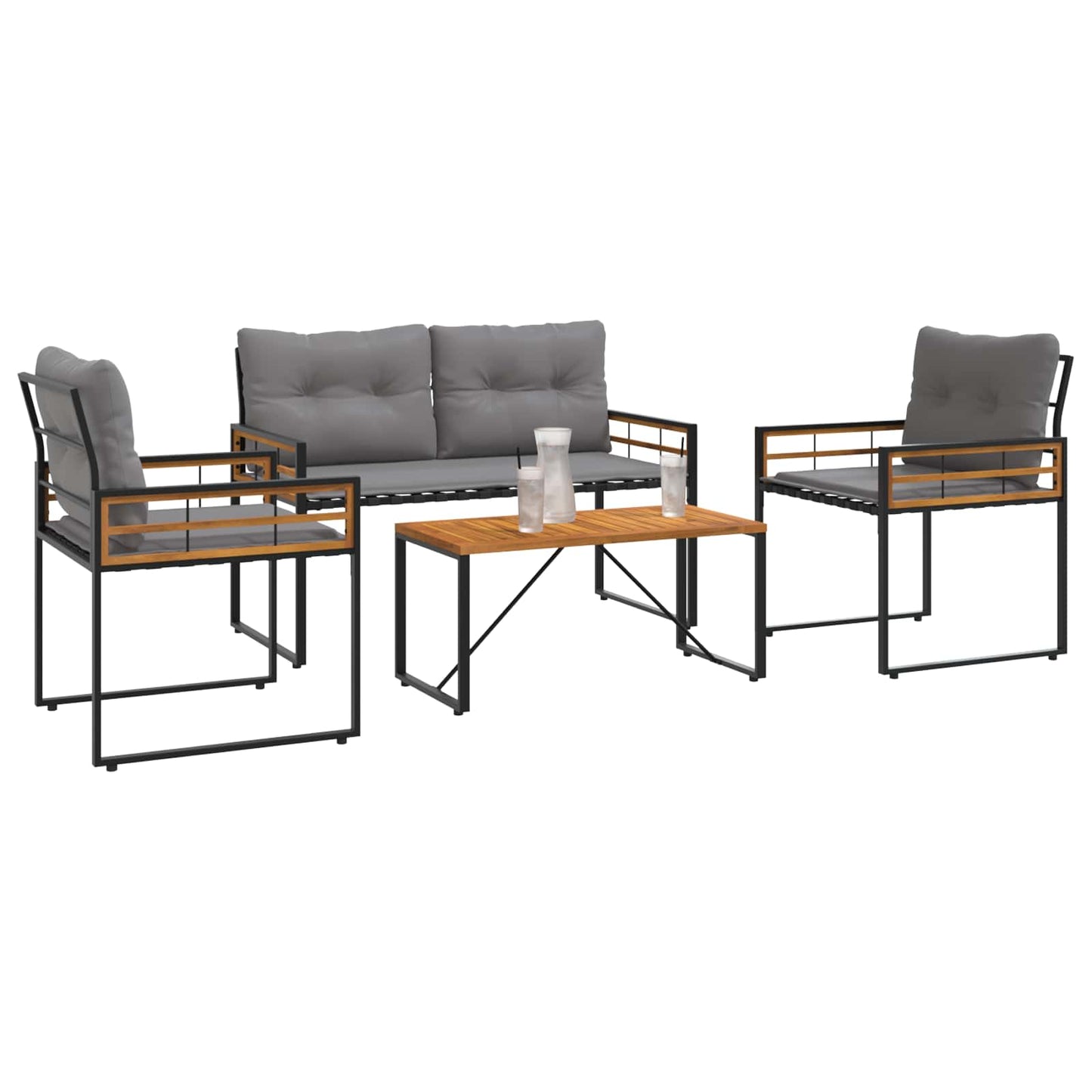 Set di Mobili da Esterno con cuscino 4 pcs Grigio chiaro