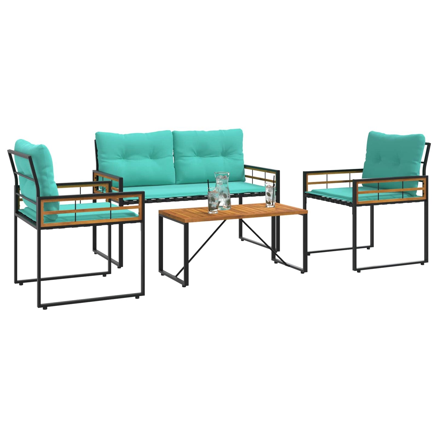 Set di Mobili da Esterno con cuscino 4 pcs Turchese | homemem39