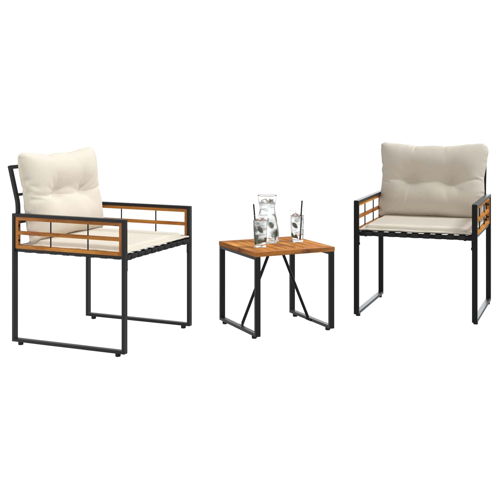 Set di Mobili da Esterno con cuscino 3 pcs Crema | homemem39