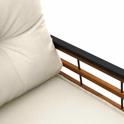 Panchetta in Legno a Strati con cuscino Crema 114 x 55 x 77 cm | homemem39