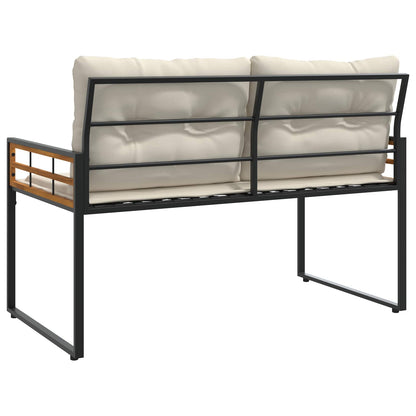 Panchetta in Legno a Strati con cuscino Crema 114 x 55 x 77 cm | homemem39