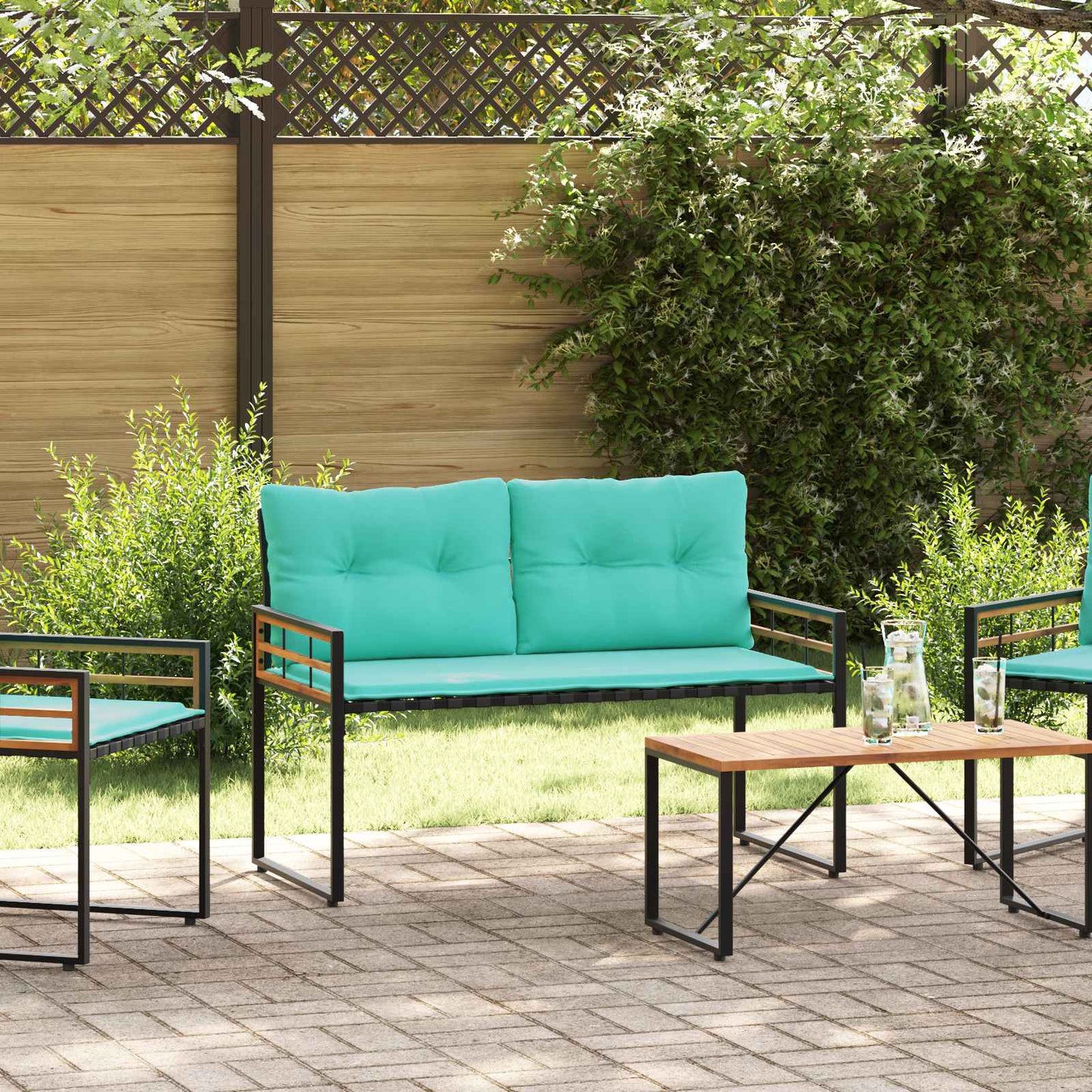 Panchetta in Legno a Strati Turchese 114 x 55 x 77 cm | homemem39