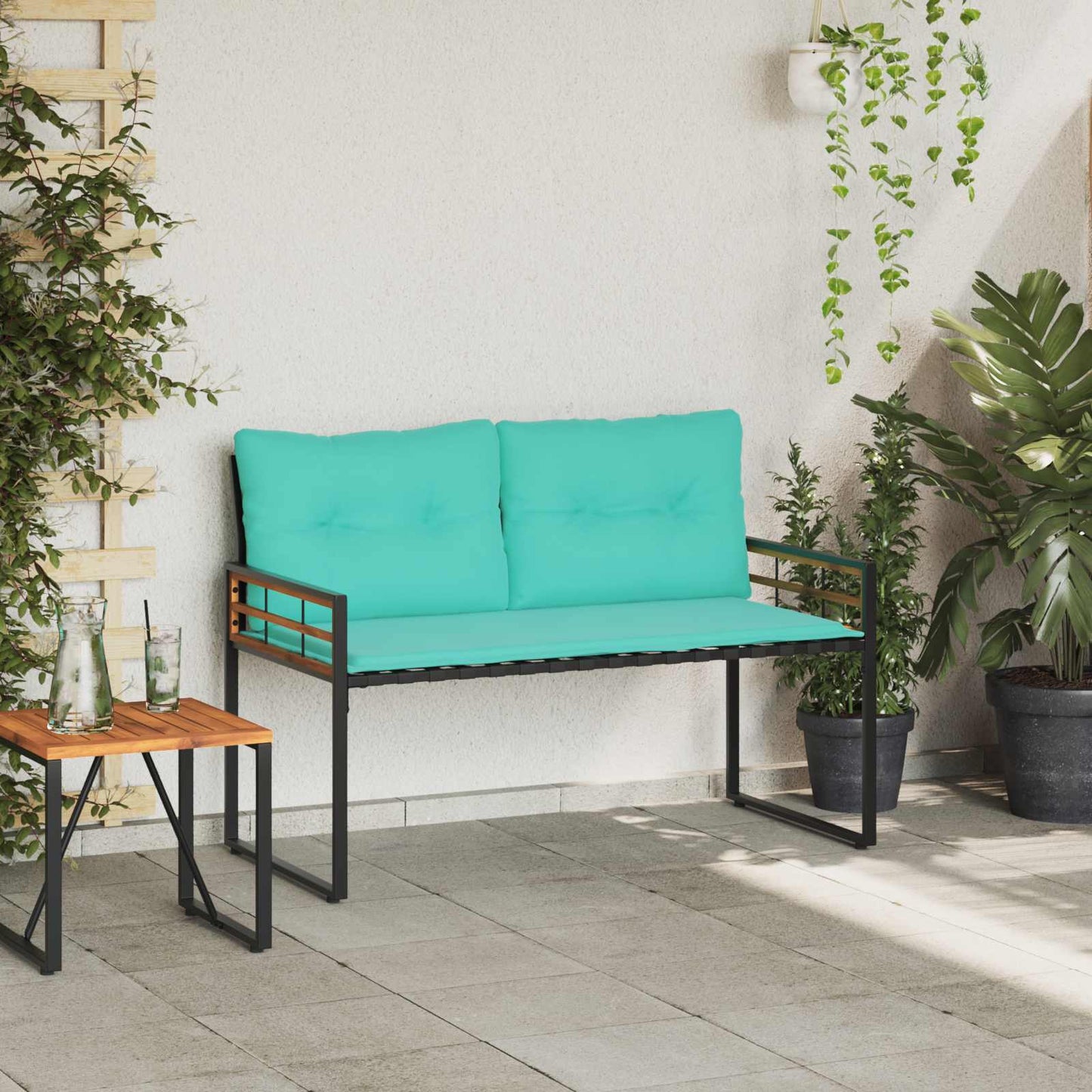 Panchetta in Legno a Strati Turchese 114 x 55 x 77 cm | homemem39