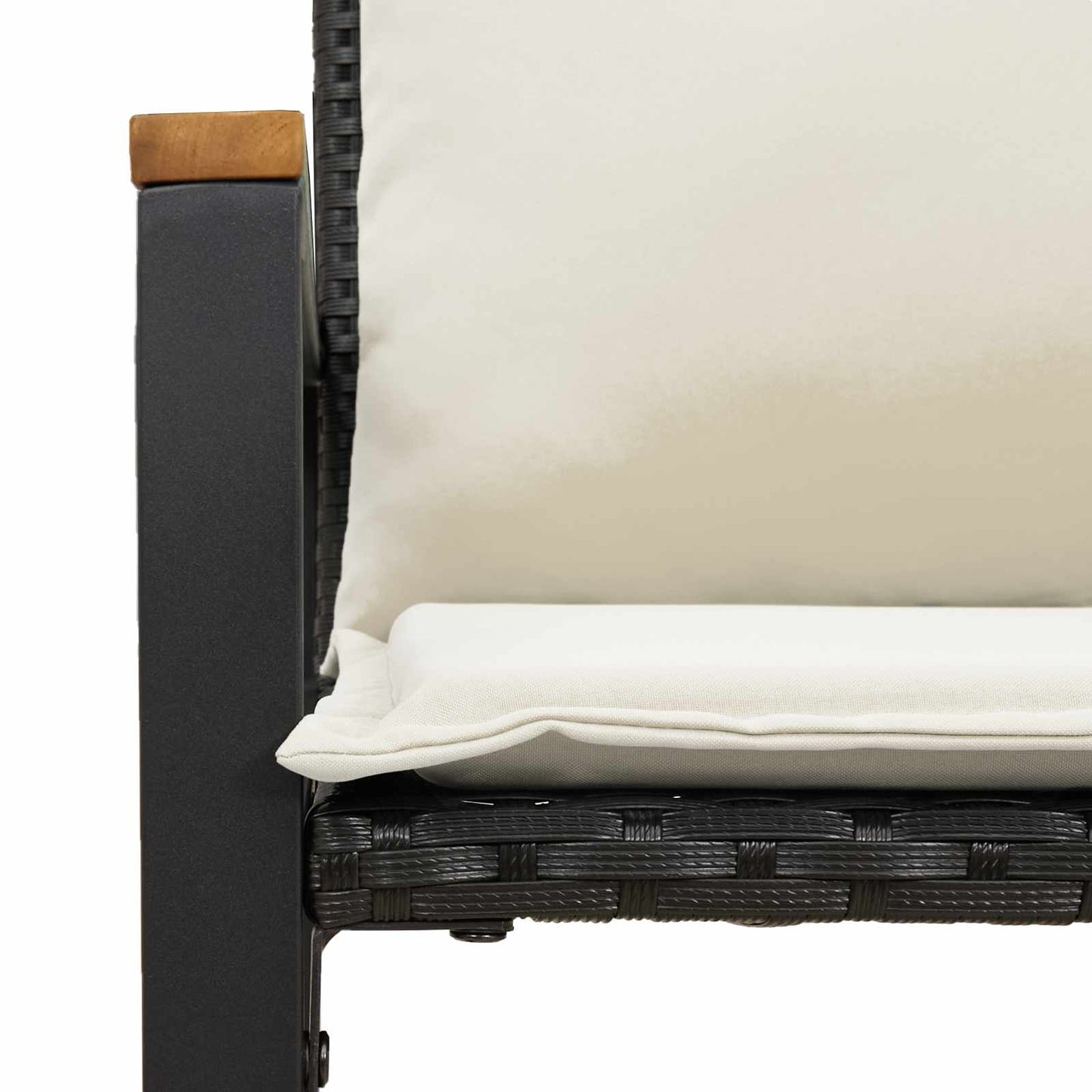 panchina Nero e Bianco Crema 115 x 65 x 72 cm Rattan | homemem39