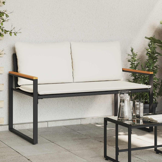 panchina Nero e Bianco Crema 115 x 65 x 72 cm Rattan | homemem39